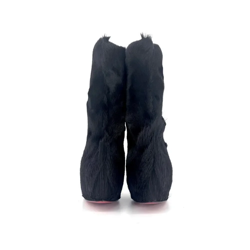Christian Louboutin A/W 2011 Puck Booty Springbok Fur Platform Ankle Boots 36